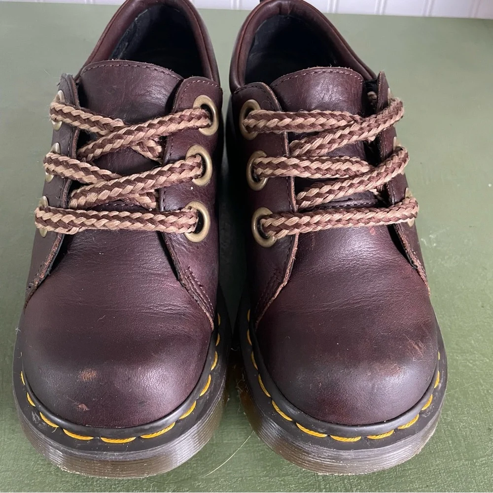 Dr. Martens CRANFORD Oversized Eyelet Low Boots/Oxfords in Brown Leather - Picture 6 of 9